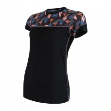 Дамска мерино тениска MERINO IMPRESS black/floral Дамска мерино тениска MERINO IMPRESS black/floral
